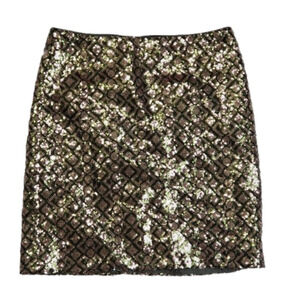 Banana Republic green and gold sequin skirt